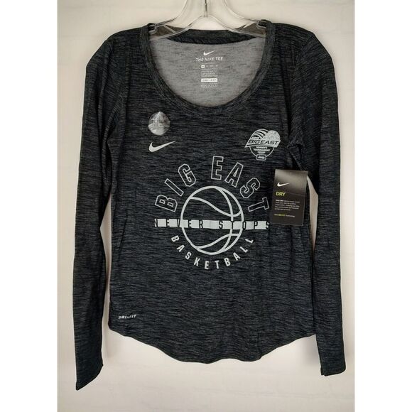 Nike Tops - Nike Big East Basketball Dri-FIT Long Sleeve Performance Top Heathered Charcoal